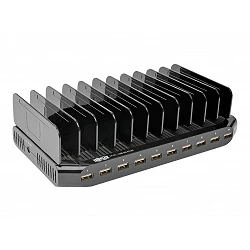 Tripp Lite 10-Port USB Charging Station with Adjustable Storage, 12V 8A (96W) USB Charger Output, Schuko Power Cord