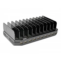 Tripp Lite 10-Port USB Charging Station with Adjustable Storage, 12V 8A (96W) USB Charger Output, Schuko Power Cord