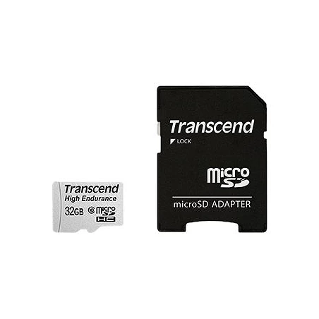 Transcend High Endurance - Tarjeta de memoria flash (adaptador microSDHC a SD Incluido)