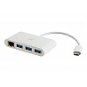 C2G USB C Ethernet and 3 Port USB Hub White