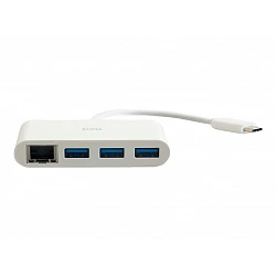 C2G USB C Ethernet and 3 Port USB Hub White