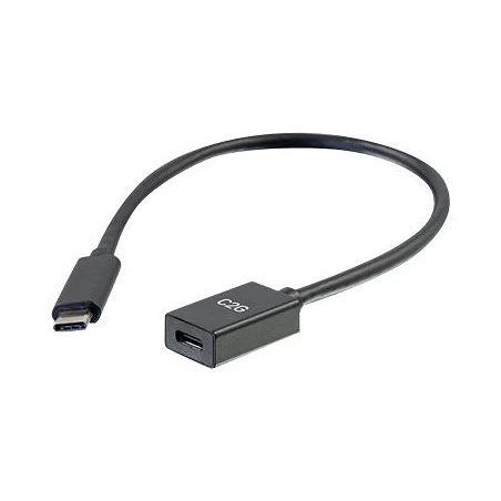 C2G 1ft USB-C to C 3.1 (Gen 2) Male to Female Extension Cable (10Gbps)