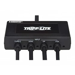 Tripp Lite Multiport Presentation Adapter, 4K 60Hz w HDR, 4x1, HDMI/DisplayPort/USB-C/VGA to HDMI, HDCP2.2, PD Charge, 8