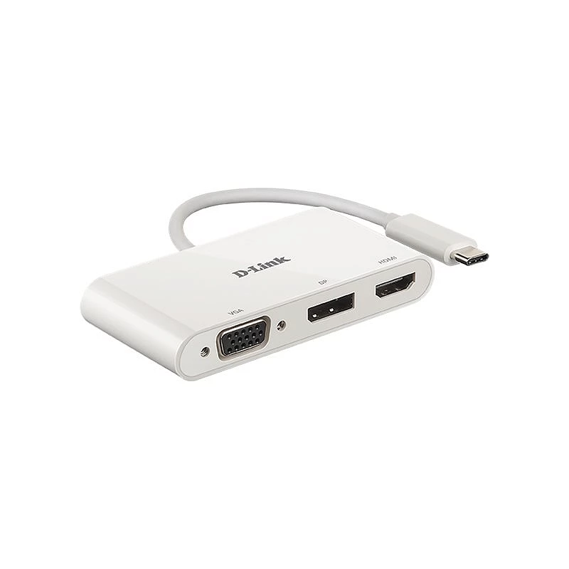 D-Link DUB-V310 - Adaptador de vídeo - 24 pin USB-C macho a HD-15 (VGA), HDMI, DisplayPort hembra