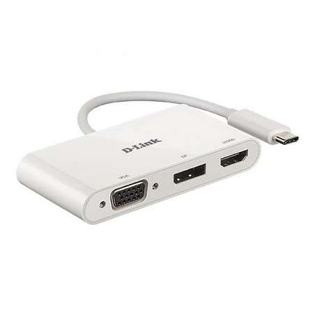 D-Link DUB-V310 - Adaptador de vídeo - 24 pin USB-C macho a HD-15 (VGA), HDMI, DisplayPort hembra