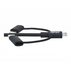 Eaton Tripp Lite Series Universal USB-A to Lightning, USB Micro-B and USB-C Sync/Charge Cable (M/3xM), MFi Certified, Bl