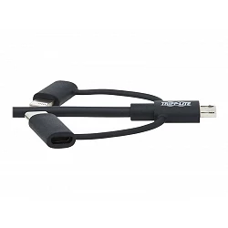 Eaton Tripp Lite Series Universal USB-A to Lightning, USB Micro-B and USB-C Sync/Charge Cable (M/3xM), MFi Certified, Bl