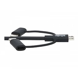 Eaton Tripp Lite Series Universal USB-A to Lightning, USB Micro-B and USB-C Sync/Charge Cable (M/3xM), MFi Certified, Bl