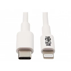 Eaton Tripp Lite Series USB-C to Lightning Sync/Charge Cable (M/M), MFi Certified, White, 3 ft. (0.9 m)