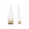 Eaton Tripp Lite Series Mini DisplayPort to DisplayPort Adapter Cable, 4K 60Hz (M/M), DP Latching Connector, White, 6 ft