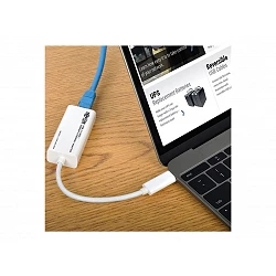 Tripp Lite USB-C to Gigabit Ethernet NIC Network Adapter 10/100/1000 Mbps White