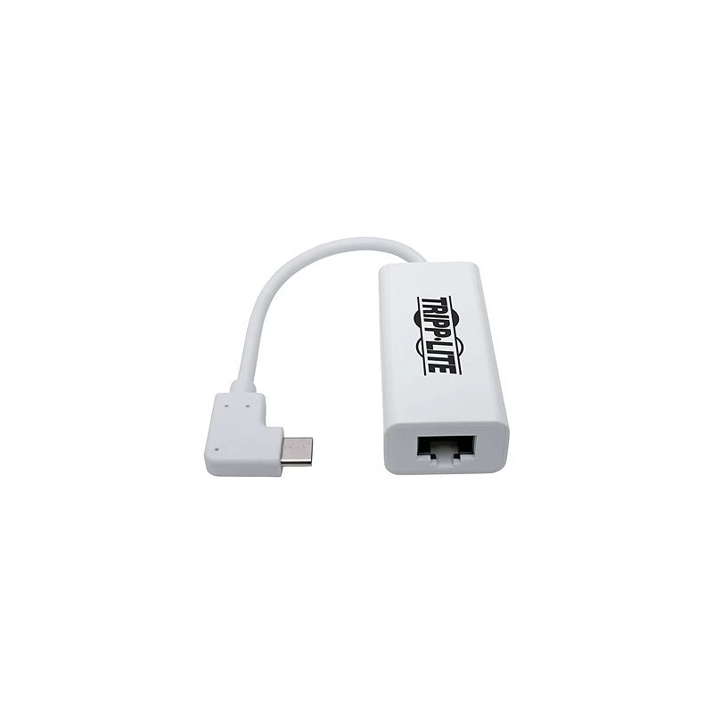 Tripp Lite USB C to Gigabit Adapter Converter USB 3.1 Gen 1 Right-Angle White 6in USB Type C to Ethernet Network Adapter