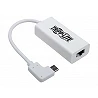 Tripp Lite USB C to Gigabit Adapter Converter USB 3.1 Gen 1 Right-Angle White 6in USB Type C to Ethernet Network Adapter