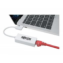 Tripp Lite USB C to Gigabit Adapter Converter USB 3.1 Gen 1 Right-Angle White 6in USB Type C to Ethernet Network Adapter