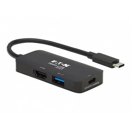 Tripp Lite USB C Multiport Adapter - HDMI 4K @ 60 Hz, 4:4:4, HDR, USB-A, USB-C PD 3.0 Charging (100W), Black