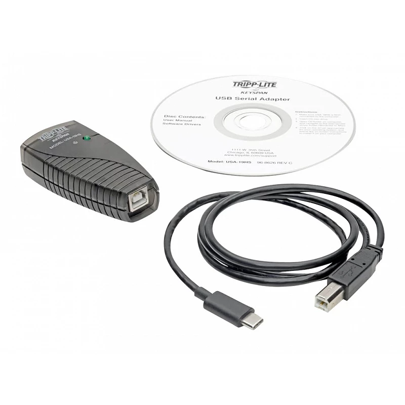 Tripp Lite USB-C to Serial Adapter (DB9) - Keyspan, High-Speed (M/M), Detachable Cable, TAA