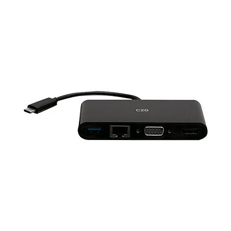 C2G USB C to HDMI, VGA, USB A & RJ45 Adapter